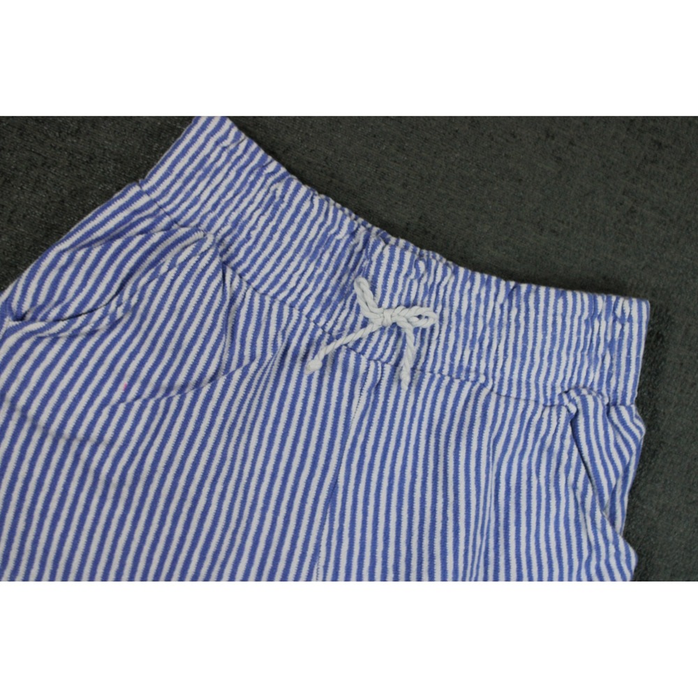 Tommy Bahama Girls Blue White Striped Cotton Shorts Size L 10/12 Elastic Waist